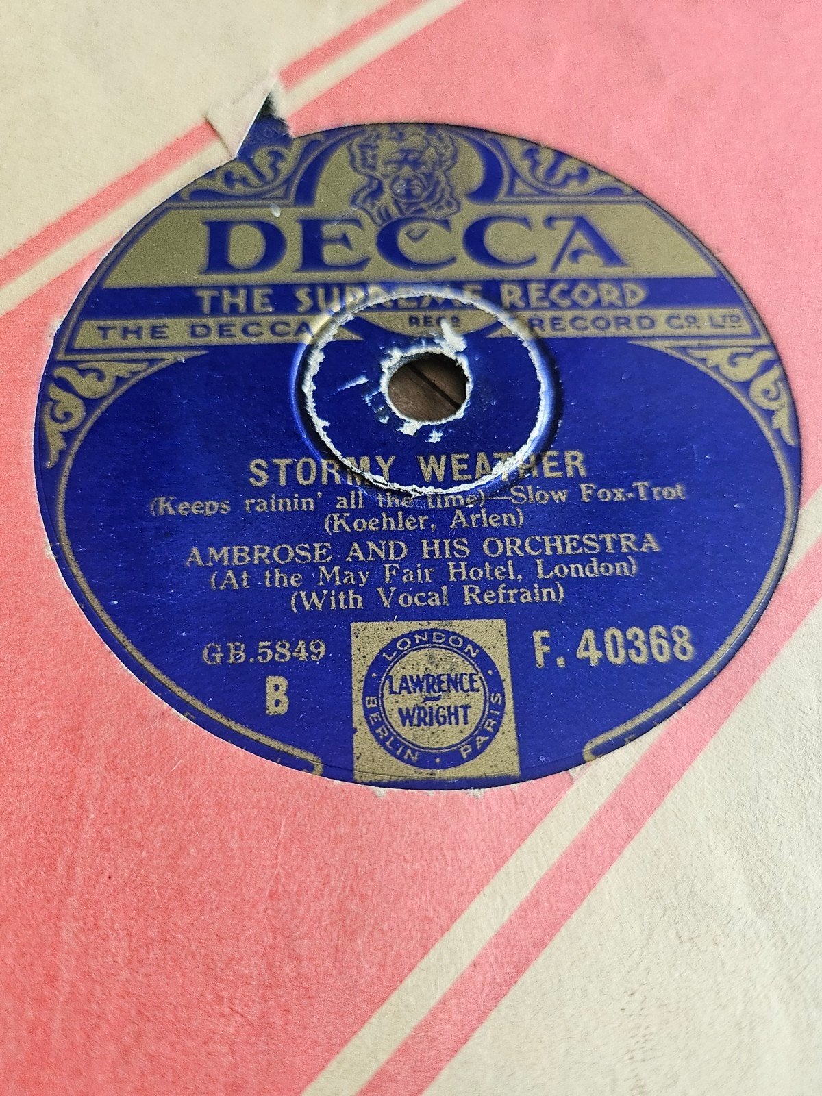 Ambrose & Orchestra - Stormy Weather / Piccaninny (Zeldza, Ophalen of Verzenden