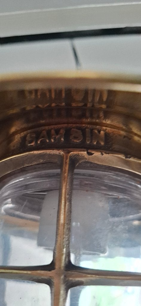 Vintage Messing Marinelampmet Schotelkap Sambin EX US Army, Ophalen of Verzenden