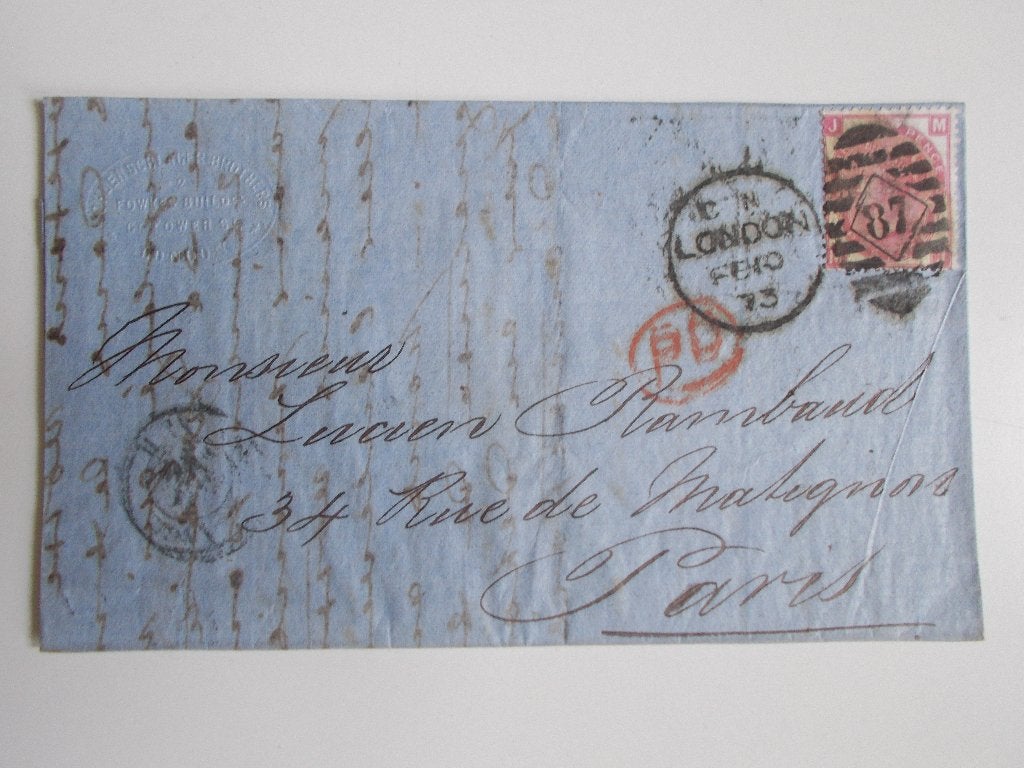 UK, Vouwbrief Northen District Office London 87 - Paris 1873, Ophalen, Brief