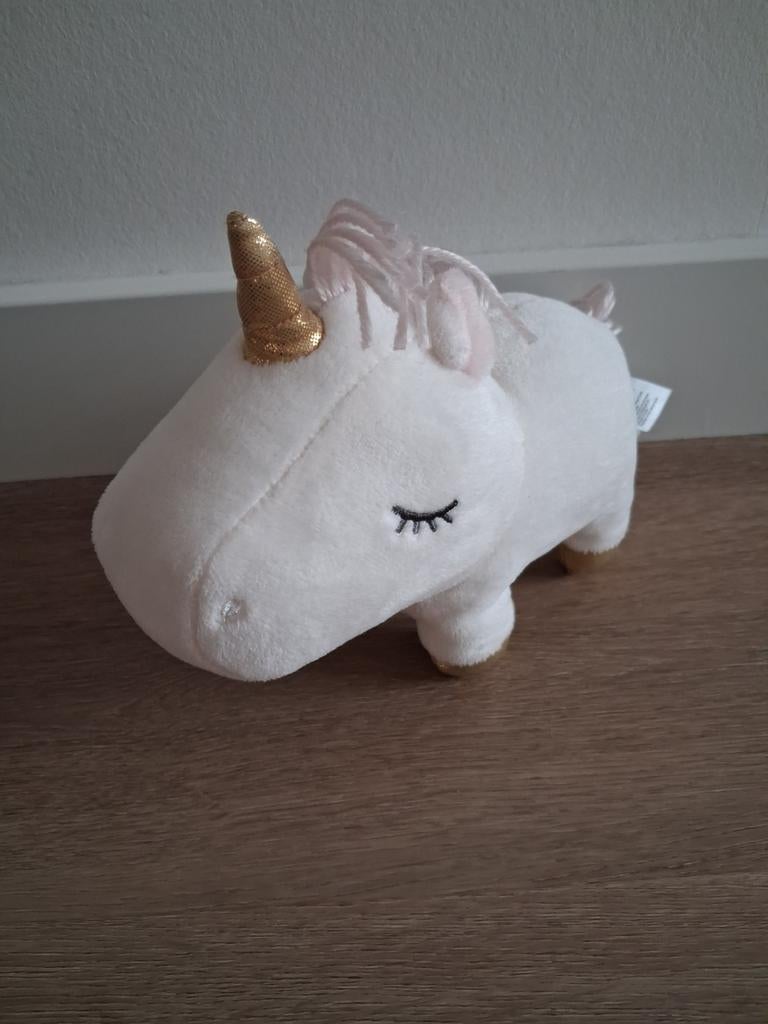Knuffel eenhoorn unicorn H&M Home gouden hoorn L557, Ophalen of Verzenden, Zo goed als nieuw