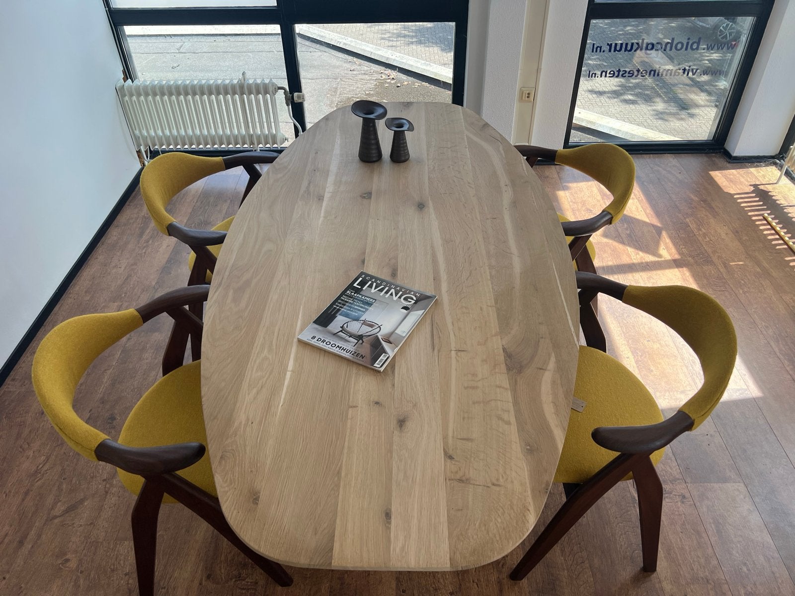 Deens ovale eettafel, Ophalen, Eikenhout, Nieuw, 50 tot 100 cm