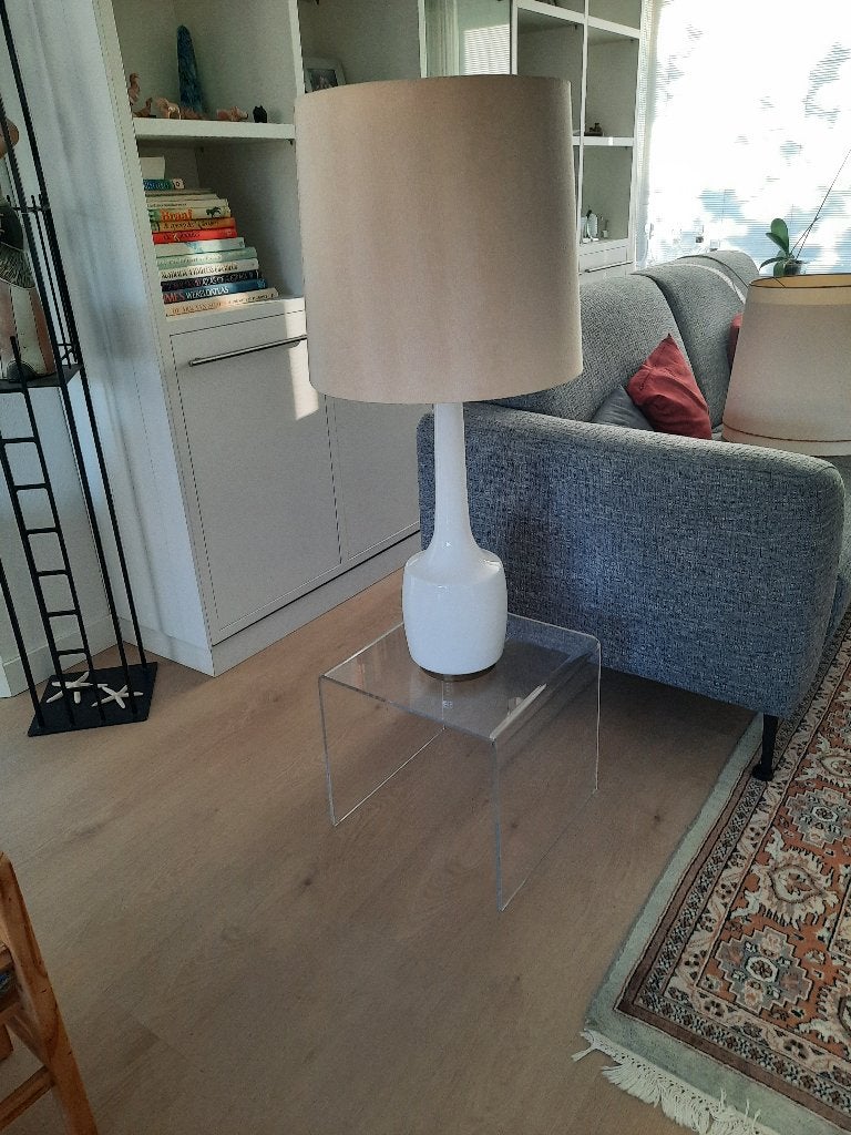 Vintage Witte Tafellamp met Crèmekleurige Kap, Ophalen, Overige merken, Vintage, Meerkleurig