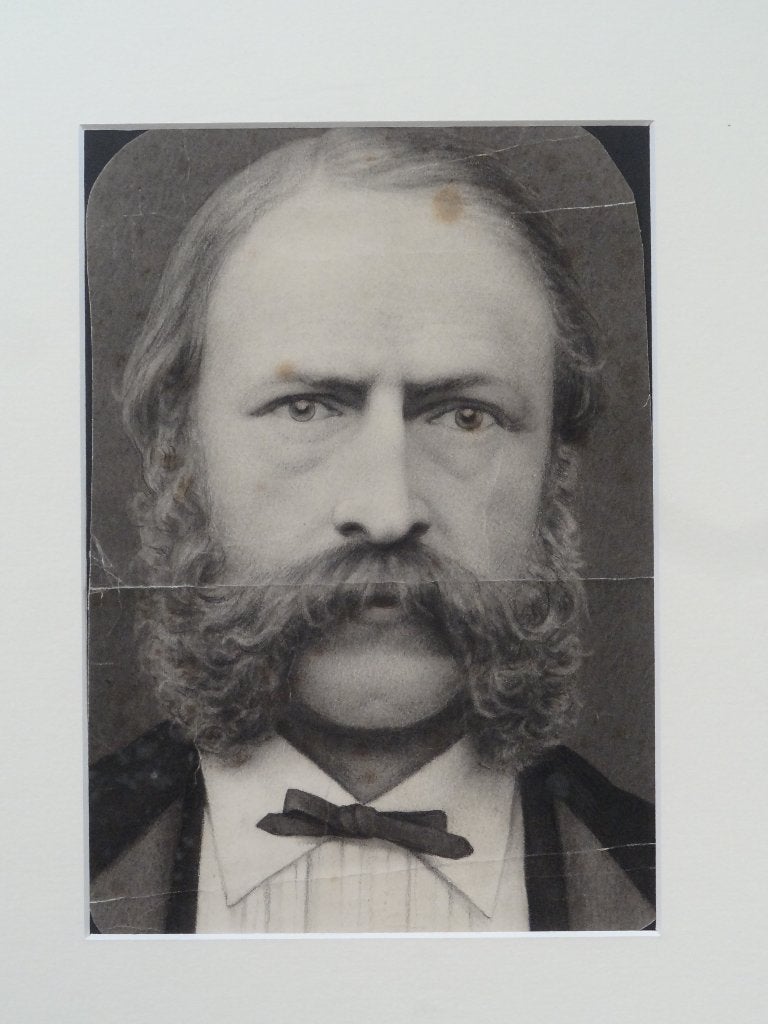 tekening portret van man met snor barbier 1900 ongesigneerd, Ophalen of Verzenden, Origineel