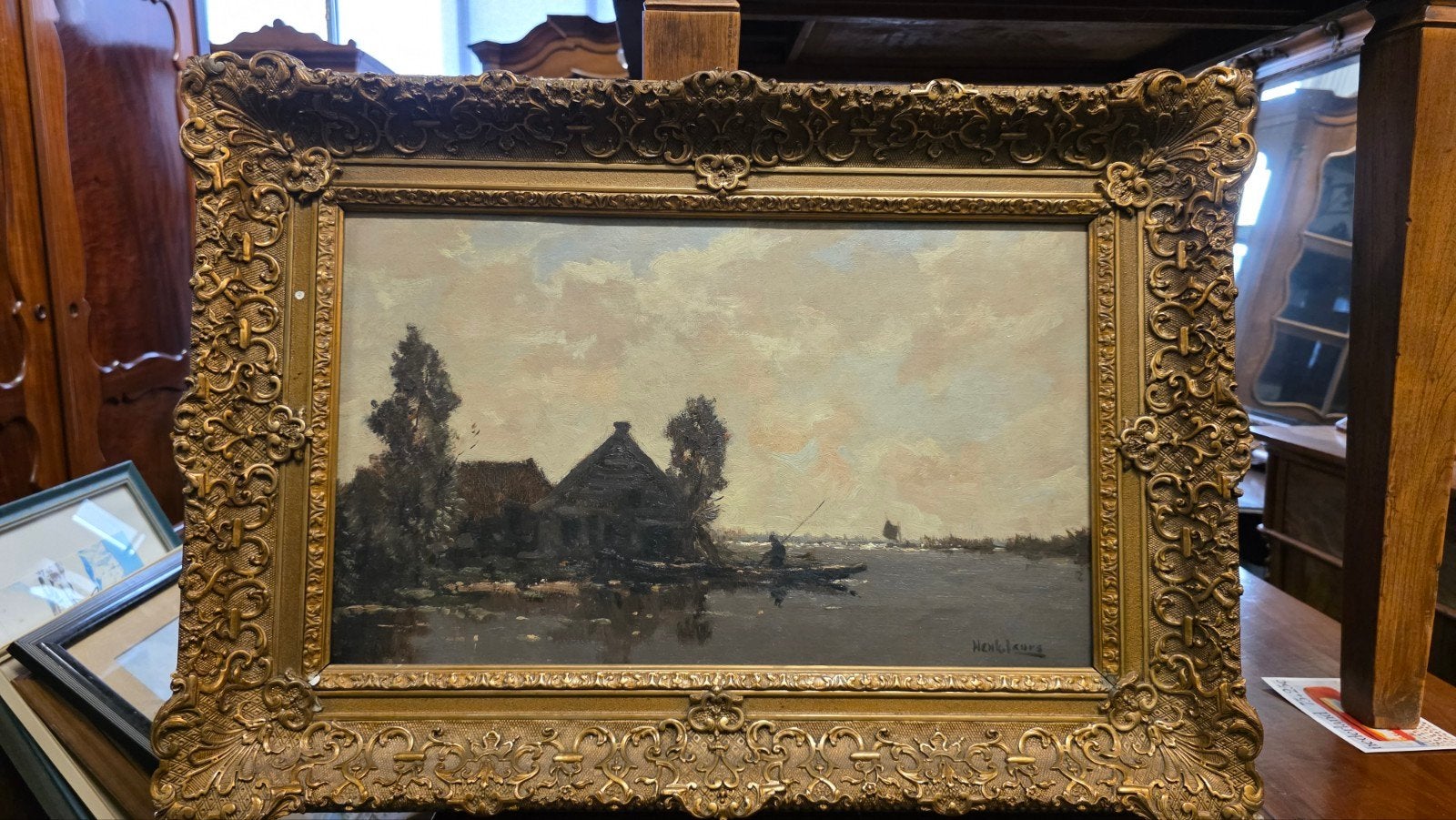 mooi groot antiek schilderij Henk Leurs, Ophalen