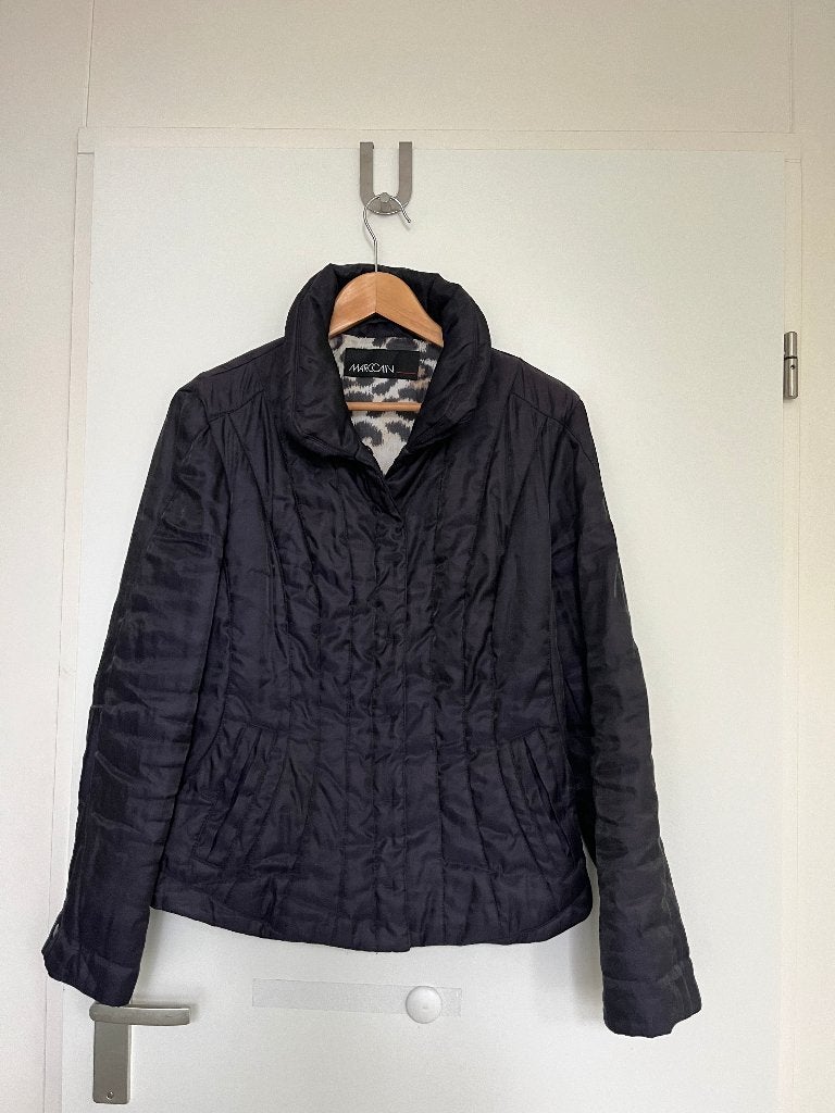 Marccain jas metallic aubergine maat N4 met panterprint, Ophalen of Verzenden, Zo goed als nieuw, Maat 38/40 (M), Overige kleuren