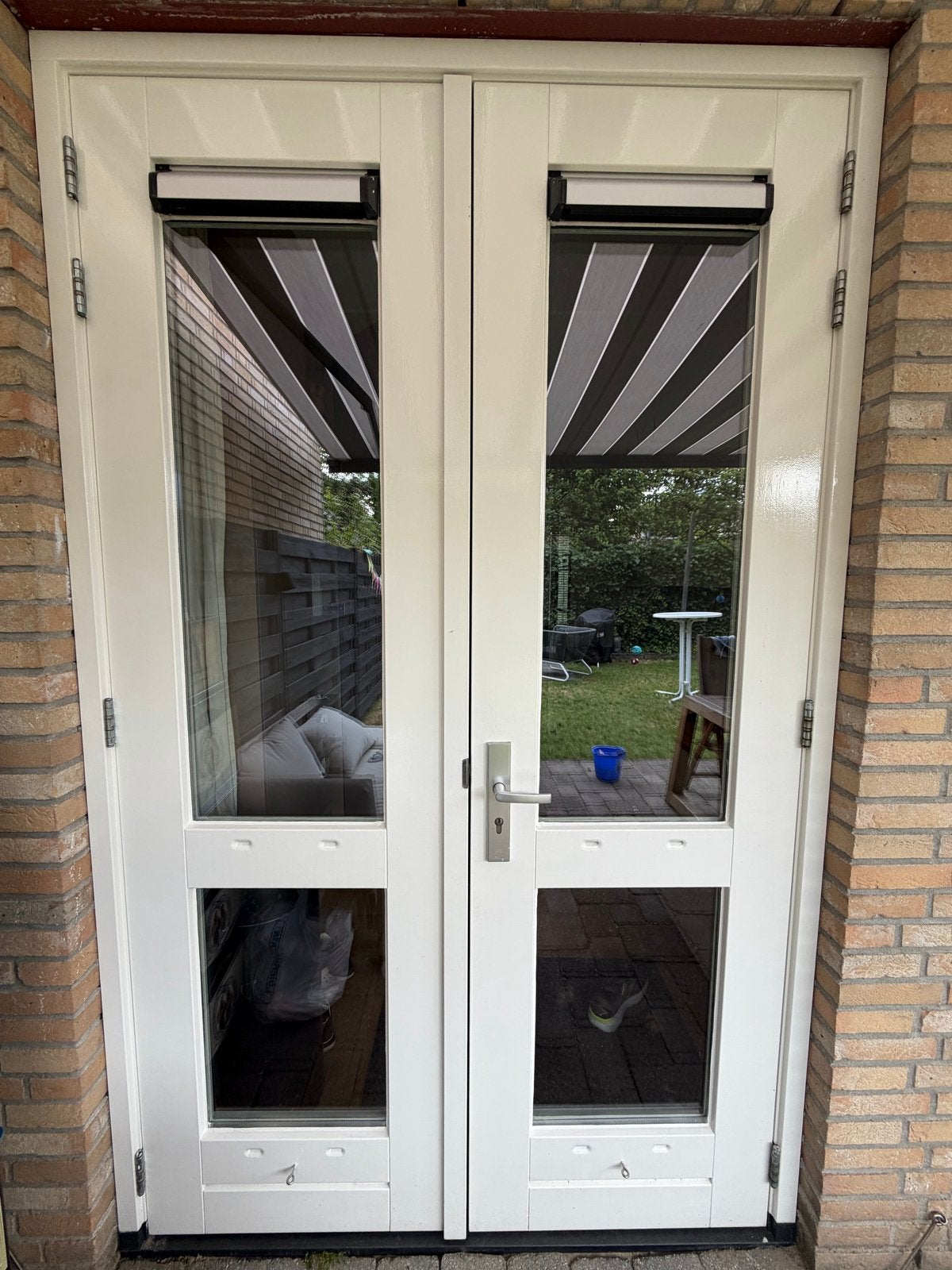 Hardhouten Dubbele Tuindeuren Weekamp Buva SKG 151x241cm, Ophalen, Gebruikt, Buitendeur, Hout