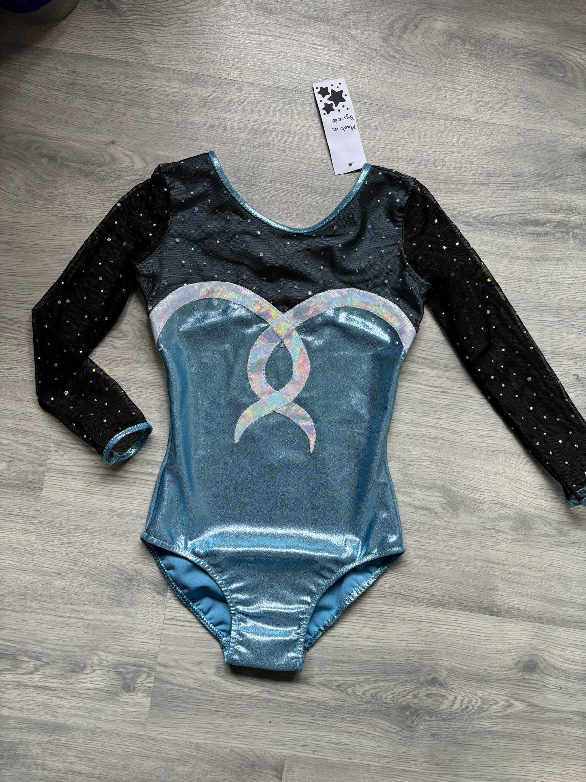 Turnpakje lange mouwen maat 152 - Blauw met glitters, Blauw, Nieuw, Ophalen of Verzenden, Turnpak(je)