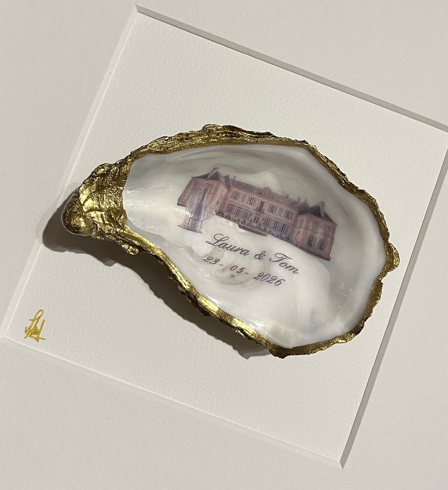 Huwelijks oester ingelijst, Ophalen of Verzenden