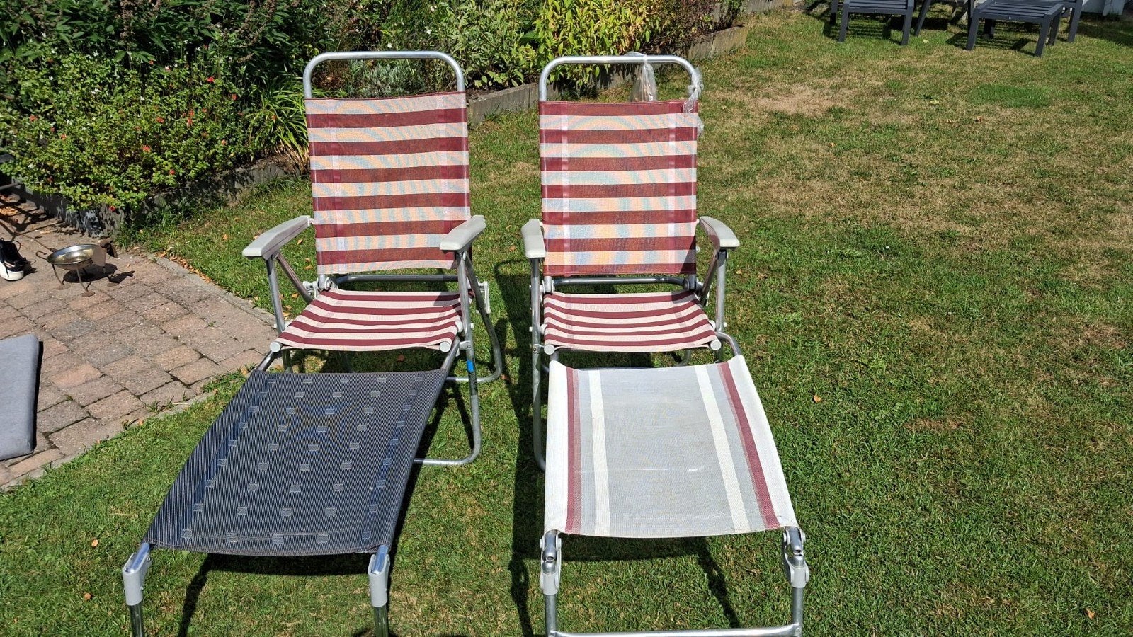 4 Dukdalf campingstoelen met voetensteunen (2x), Ophalen, Gebruikt, Campingstoel