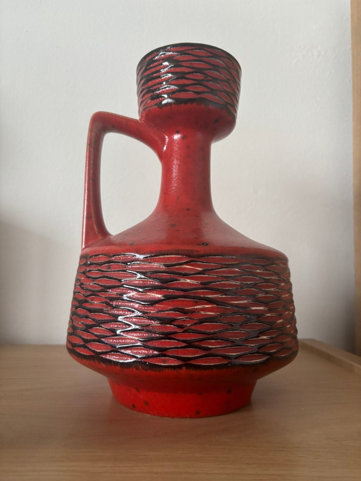West Germany Vaas groot vintage rood vazen retro aardewerk, Huis en Inrichting, Ophalen, Gebruikt, Rood, Overige materialen