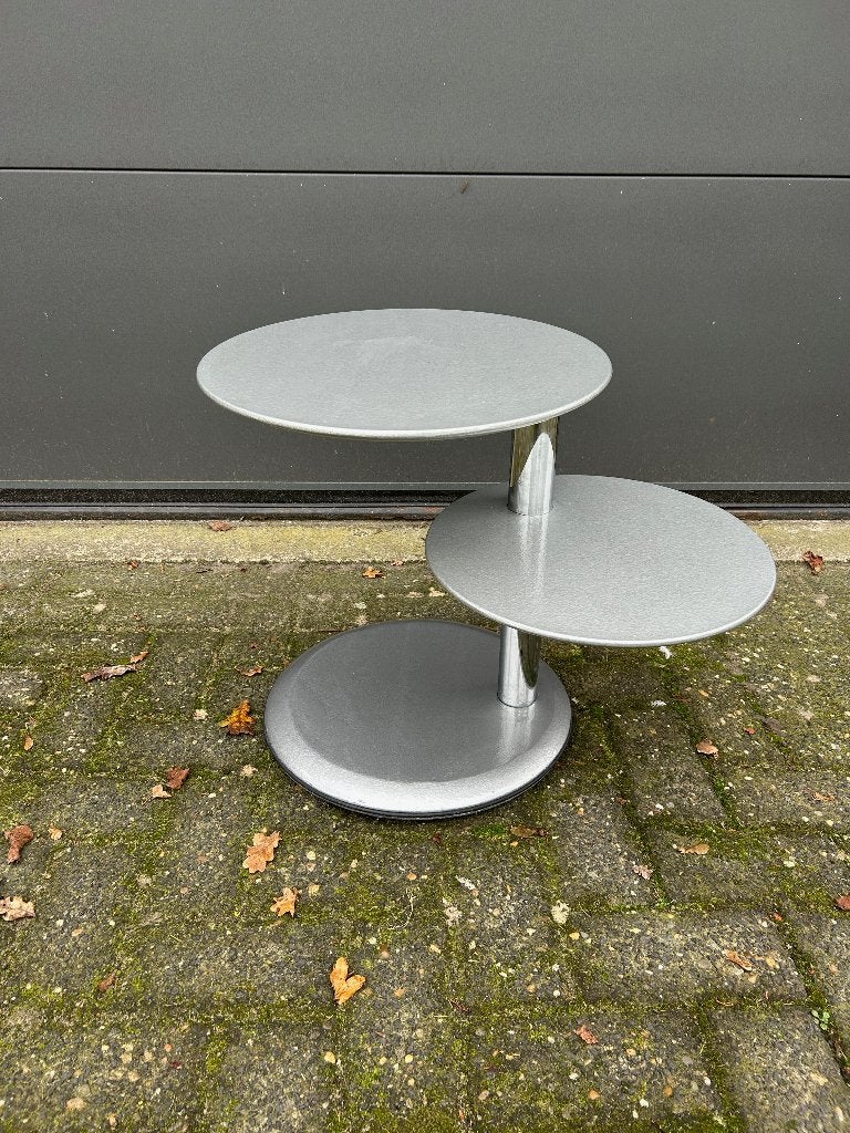 Leolux Cyclo bijzettafel - Jan Armgardt - Zilver hamerslag, Ophalen, Hout, Gebruikt, Modern