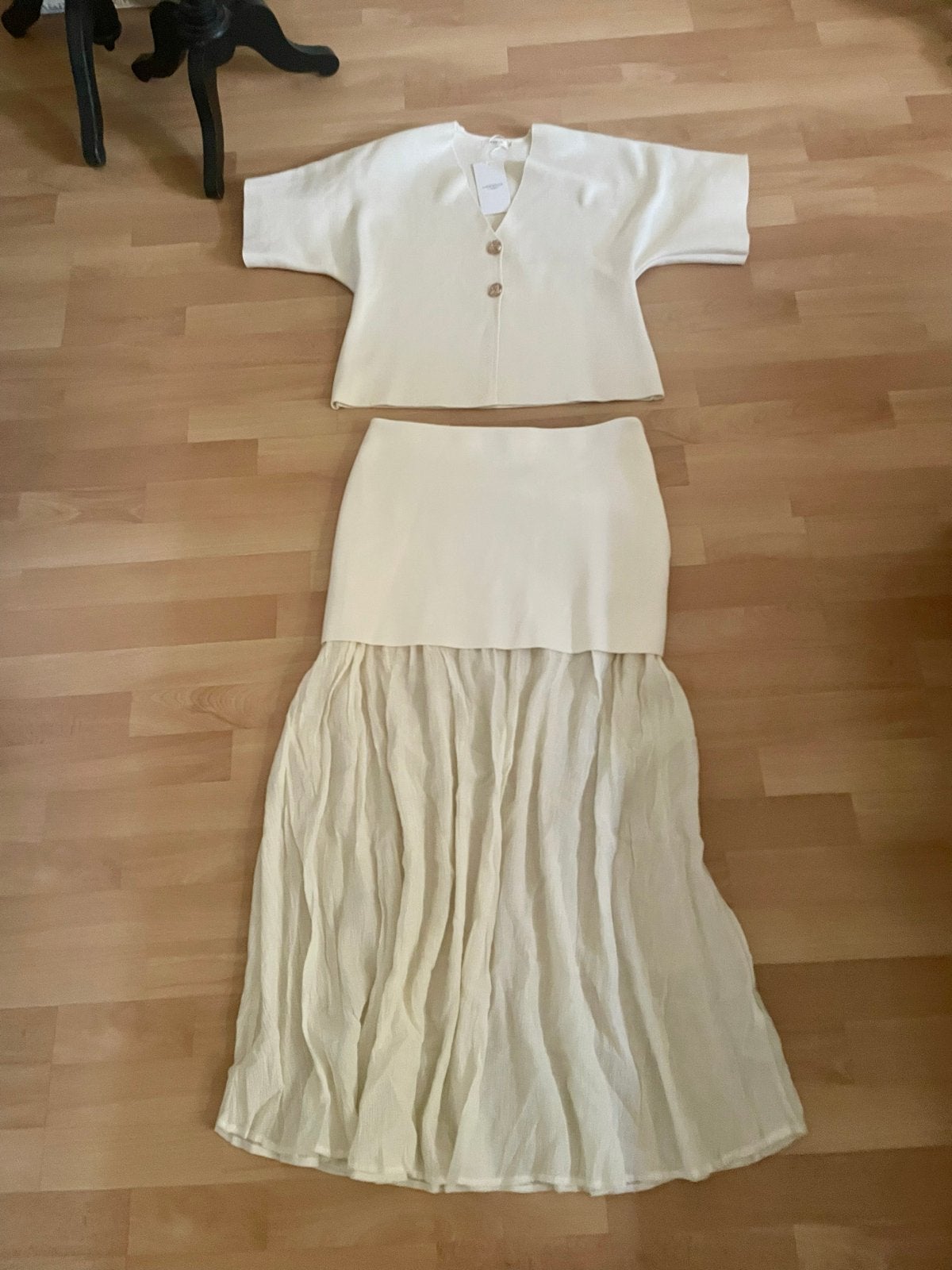 Zara co-ord set: rok en top maat L, Beige, Maat 42/44 (L), Ophalen of Verzenden, Zo goed als nieuw