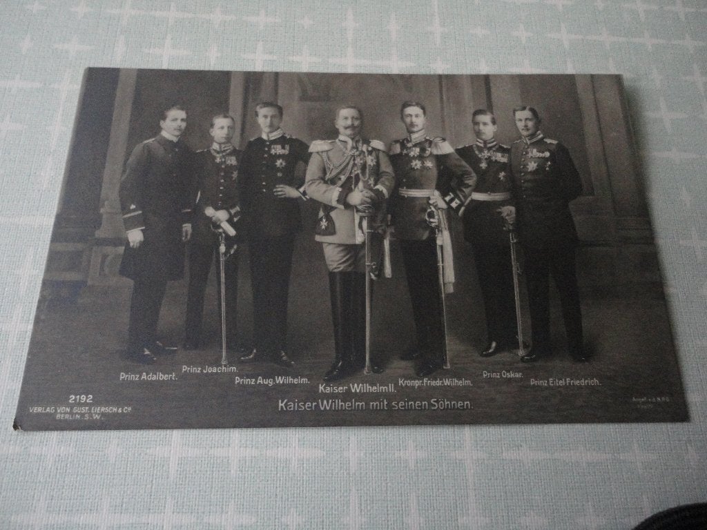 Duitse ansichtkaart keizer Wilhelm II met zijn zonen,, Verzenden, Voor 1920, Ongelopen, Duitsland