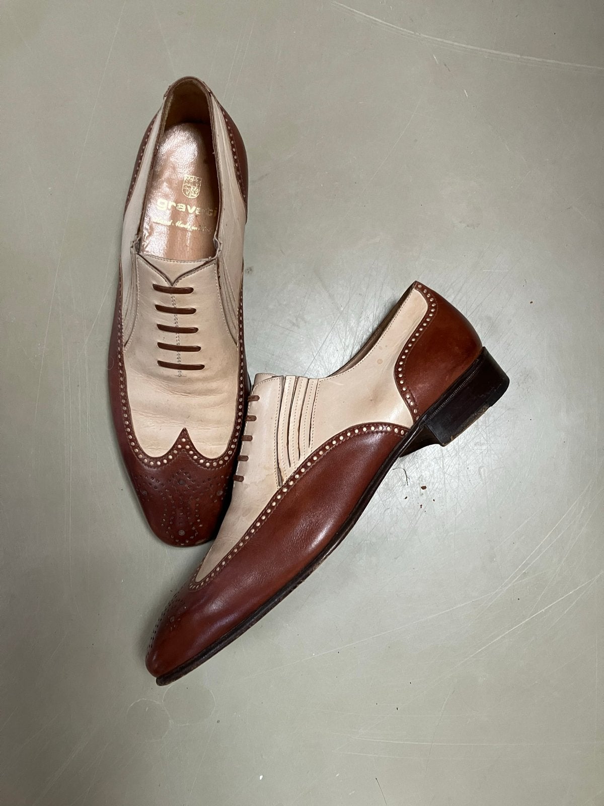 Gravati Heren Brogues - Bruin/Crème Leer, Kleding | Heren, Schoenen, Ophalen of Verzenden, Gedragen, Bruin, Veterschoenen
