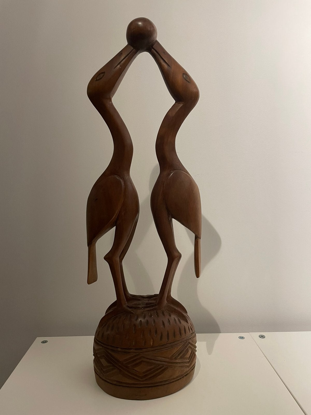 Balinees Midcentury houtsnijwerk - gestileerde reigers-53 cm, Houtsnijwerk, Art deco, Handgemaakt, Hout