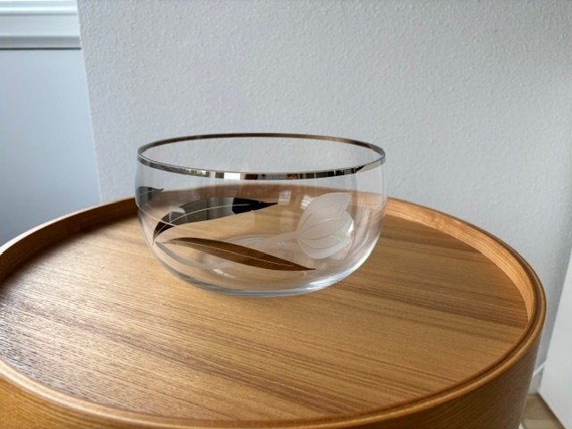 Glazen en zilver tulp schaal, Ophalen, Overige stijlen, Glas, Schaal of Schalen