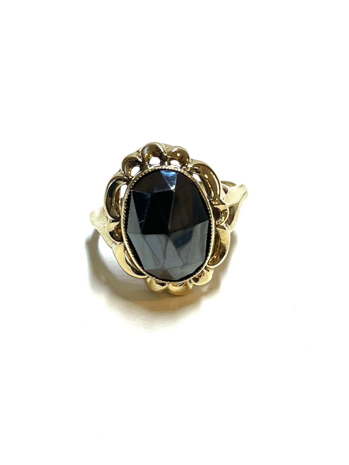 14k gouden ring met een hematiet, -, -, Ophalen of Verzenden, Dame