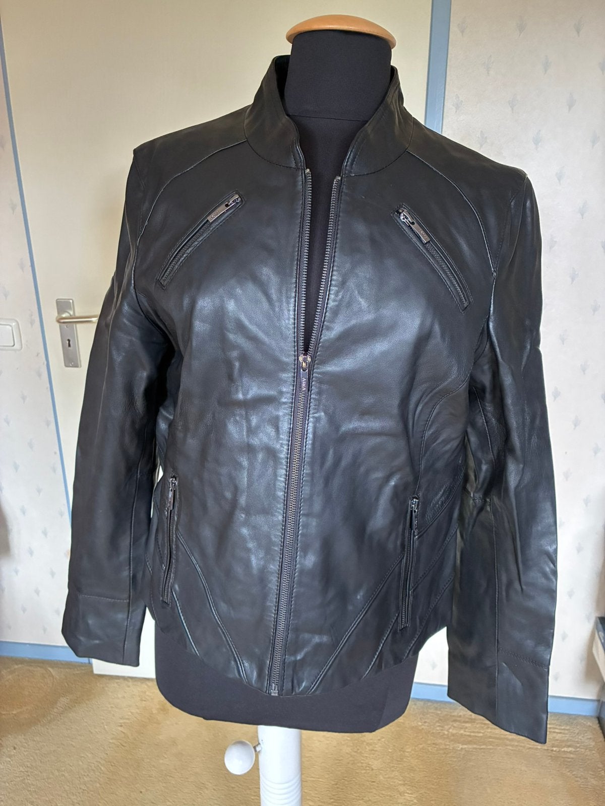 213 Arma leren jasje in maat 46 zwart, Verzenden, Zo goed als nieuw, Maat 46/48 (XL) of groter, Zwart