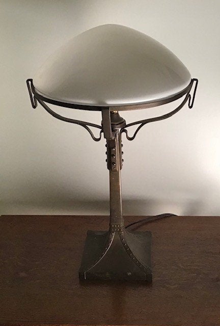Vintage tafellamp - jaren 20 - stijl, Vintage, 52 cm, Ophalen of Verzenden, Glas