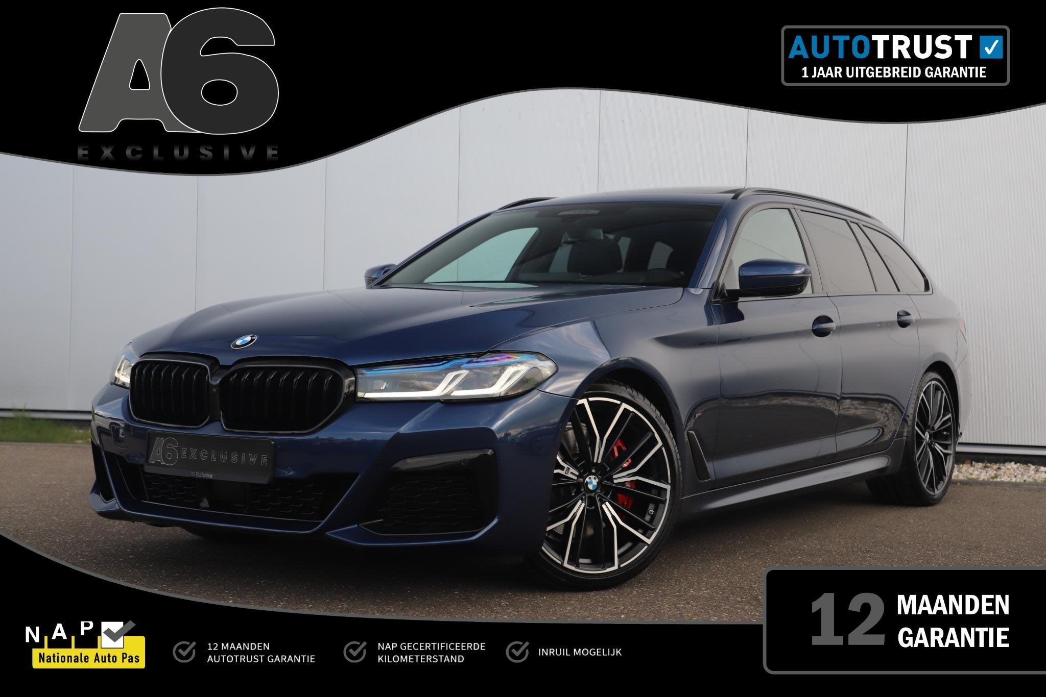 BMW 5-serie Touring 530i High Executive 252PK M Sport Laser, Auto's, Automaat, 1998 cc, Gebruikt, Euro 6