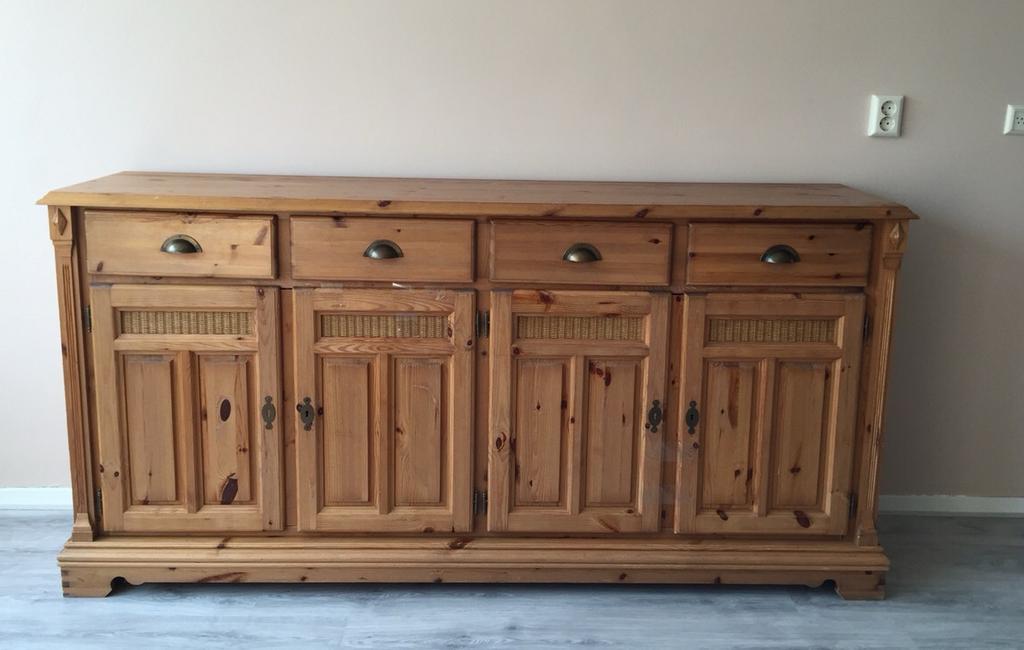 Massief houten dressoir - 197x97x47 cm - Zwaar en stevig, Ophalen, Gebruikt, 150 tot 200 cm, Met lade(s)