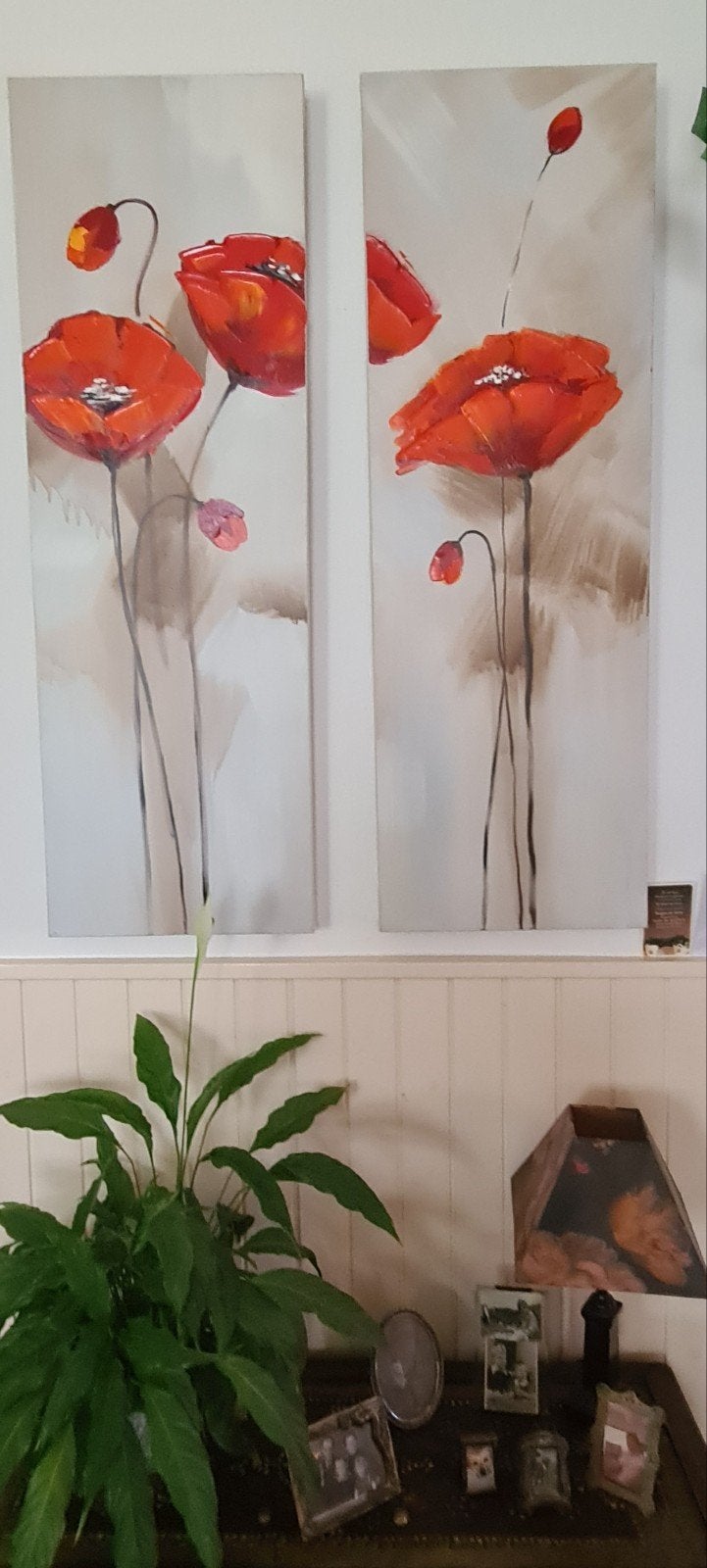 Twee Luik schilderijen van klaprozen, Acrylverf, Doek, Handgeschilderd, Ophalen