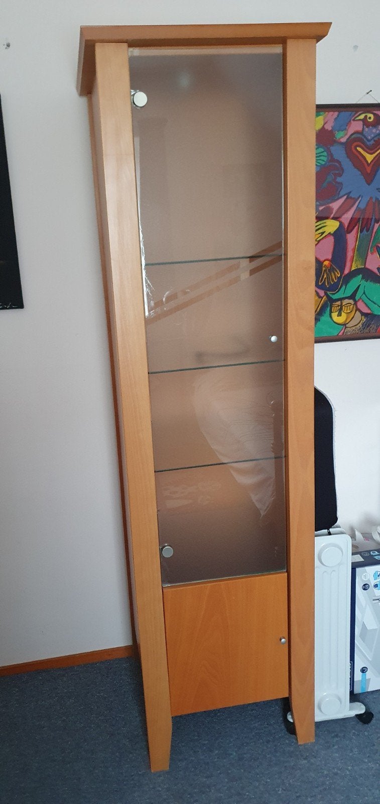 Vitrinekast beuken, Ophalen, 25 tot 50 cm, 150 tot 200 cm