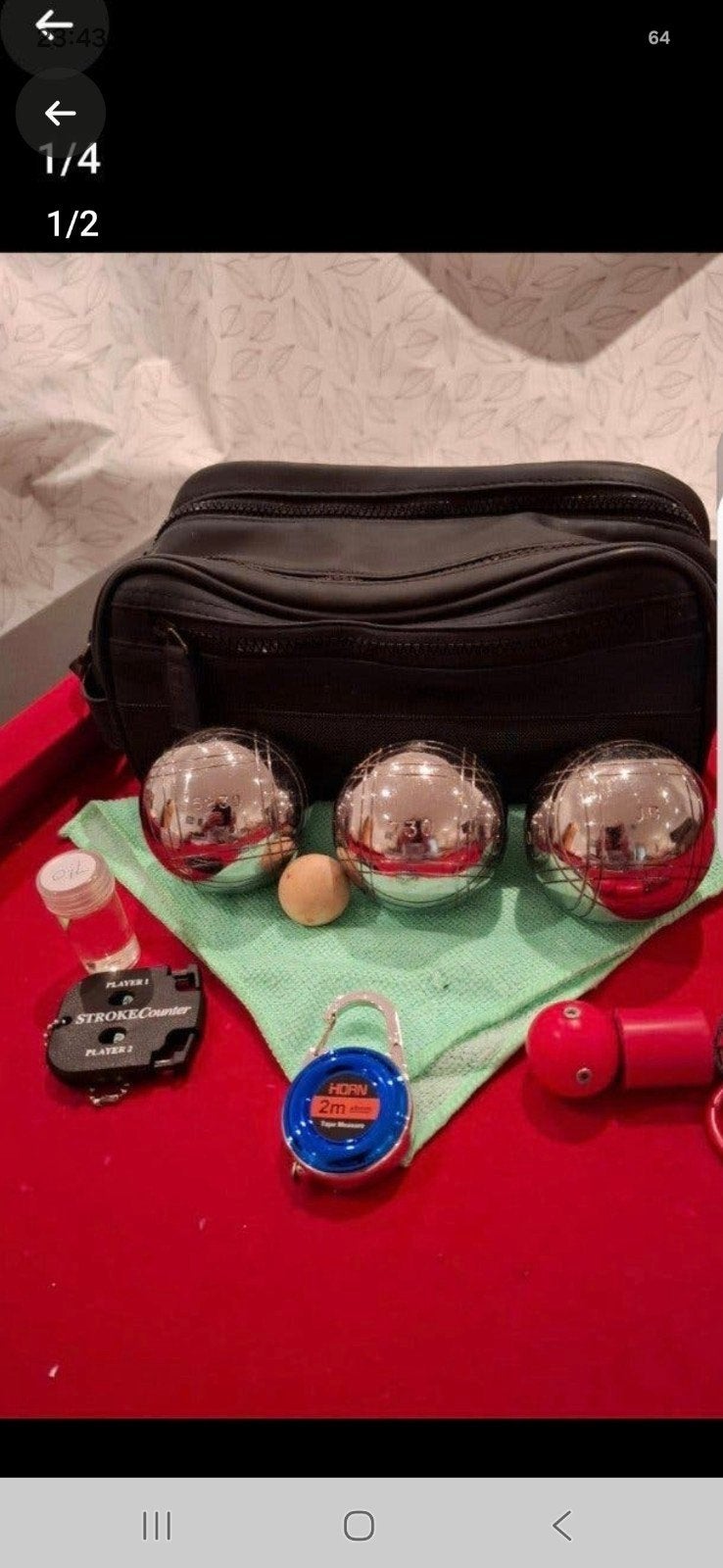 Petanque set met 3 ballen en accessoires, Ophalen of Verzenden, Gebruikt