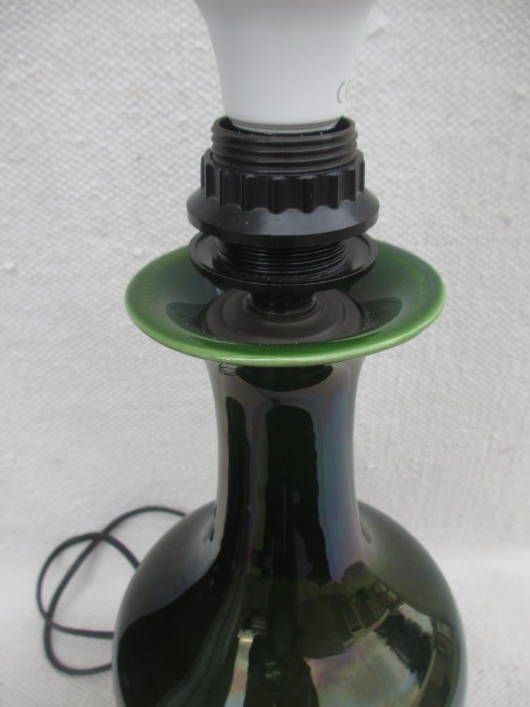 Vintage groene keramieken tafellamp jaren 60/70, Ophalen of Verzenden, Gebruikt, Overige materialen, 50 tot 75 cm