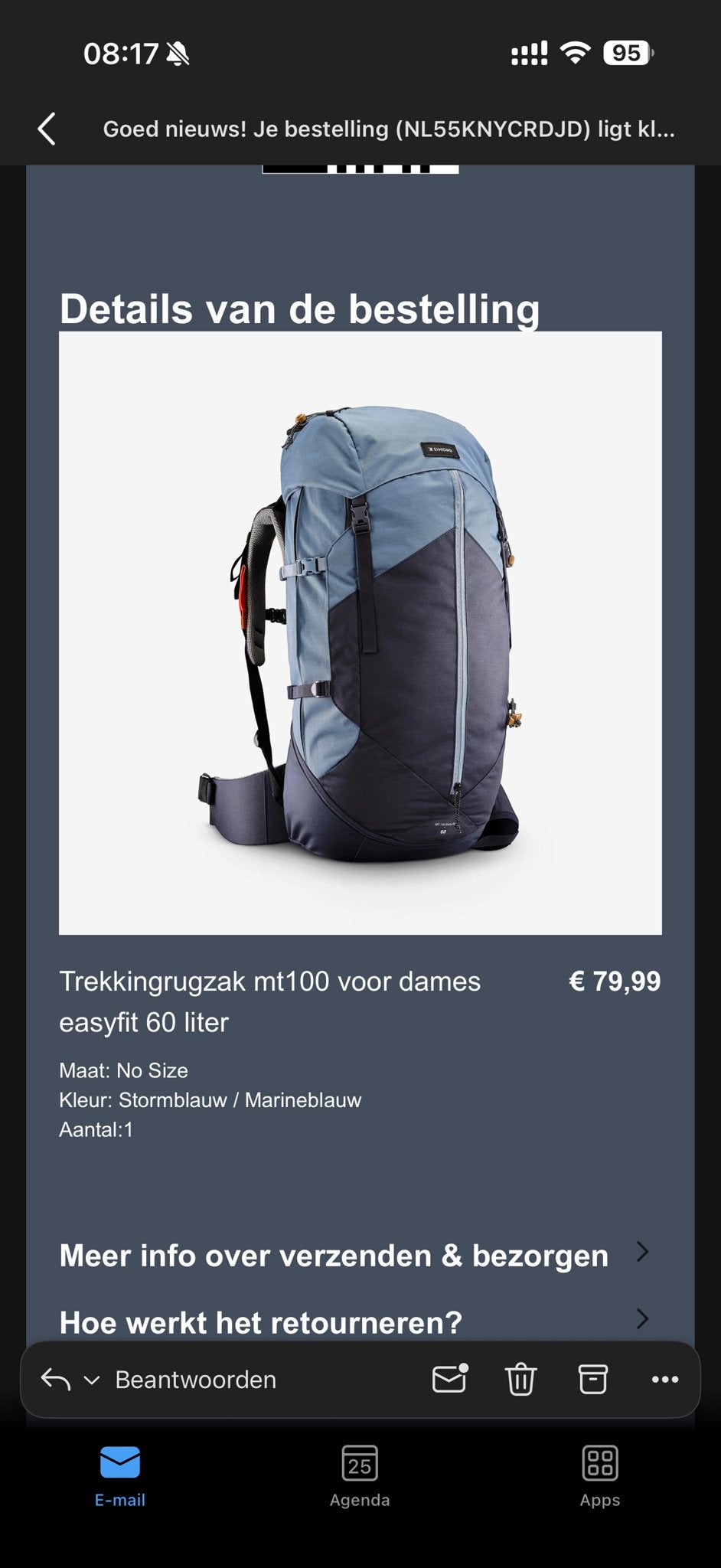 Trekkingrugzak mt100 dames easyfit 60 liter backpack, Ophalen of Verzenden, Zo goed als nieuw, Rugzak