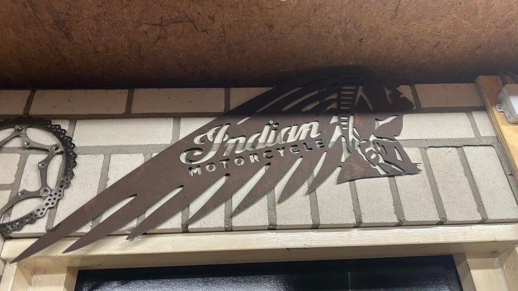 Indian motorcycle metaal bord staal, Ophalen, Zo goed als nieuw, Reclamebord