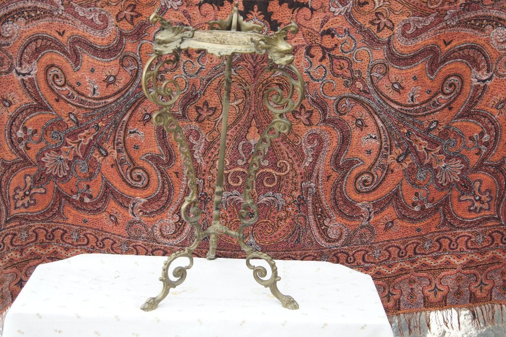 Antieke bronzen plantenstandaard met sierlijke details, Antiek en Kunst, Curiosa en Brocante, Ophalen of Verzenden