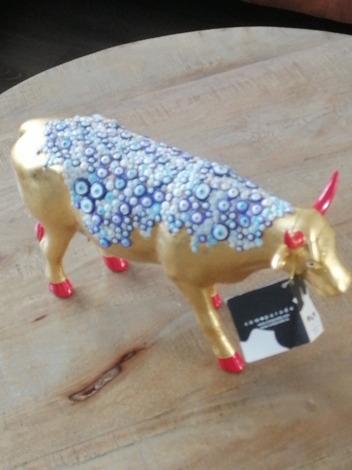 CowParade 'Evil Eye' Gouden Koe Beeldje, Ophalen of Verzenden, Zoogdier, 20 - 50 cm, Beeld