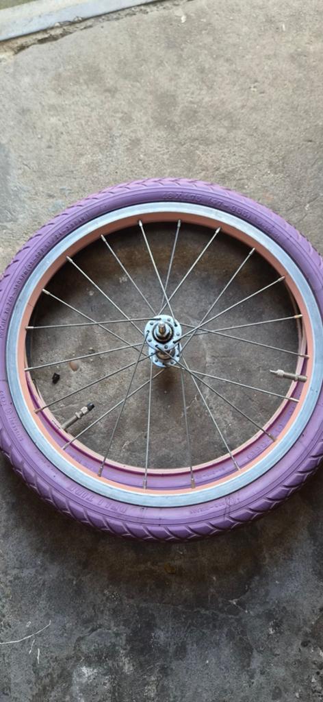 Alpina fietswiel met paarse band - 16 inch, Ophalen of Verzenden, Gebruikt, 16 tot 20 inch