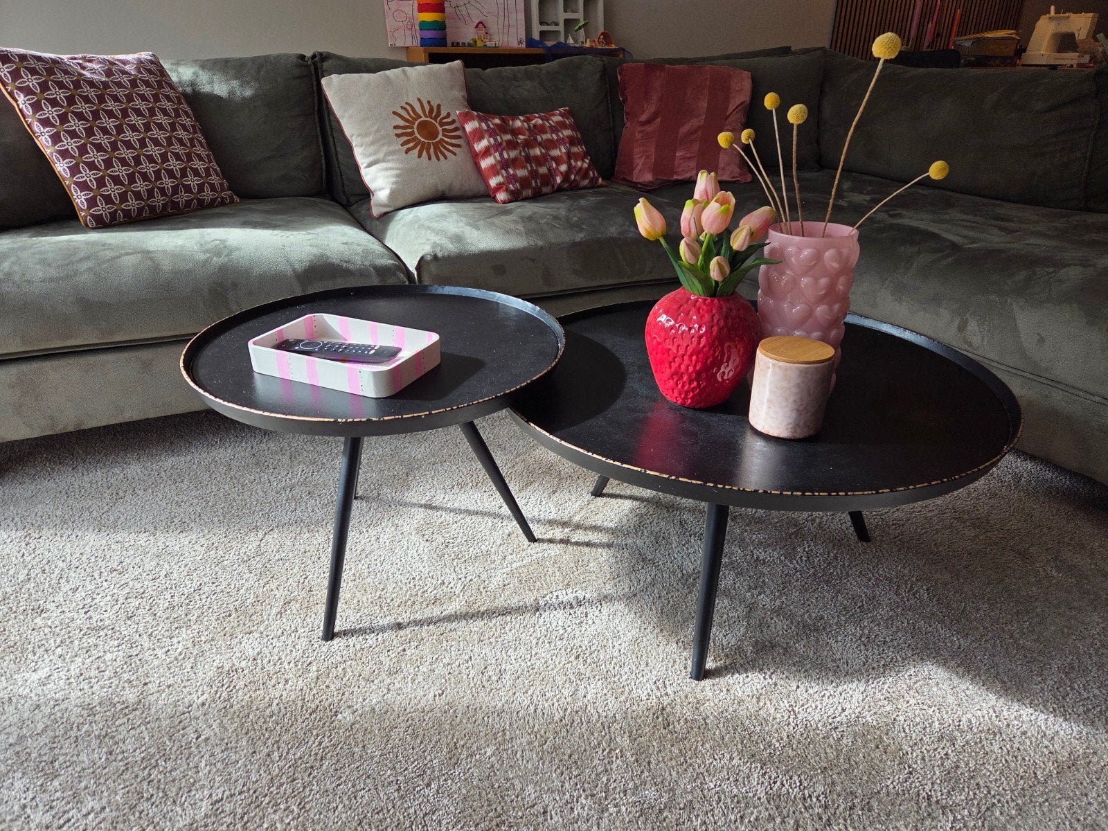 Twee salontafels van Bommel wonen, Huis en Inrichting, Ophalen, Gebruikt, 50 tot 100 cm, Rond