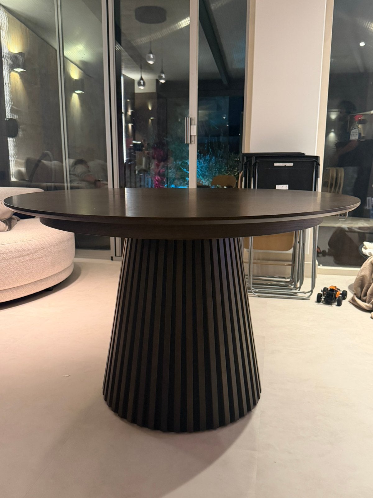 Bali Uitschuijfbare Smoked Eettafel 120x120-160-200x75cm, Huis en Inrichting, Zo goed als nieuw, 150 tot 200 cm, Rechthoekig, 50 tot 100 cm