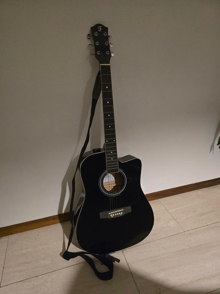 Fazley W50CBK Western Gitaar - Zwart, Ophalen, Gebruikt, Western- of Steelstringgitaar