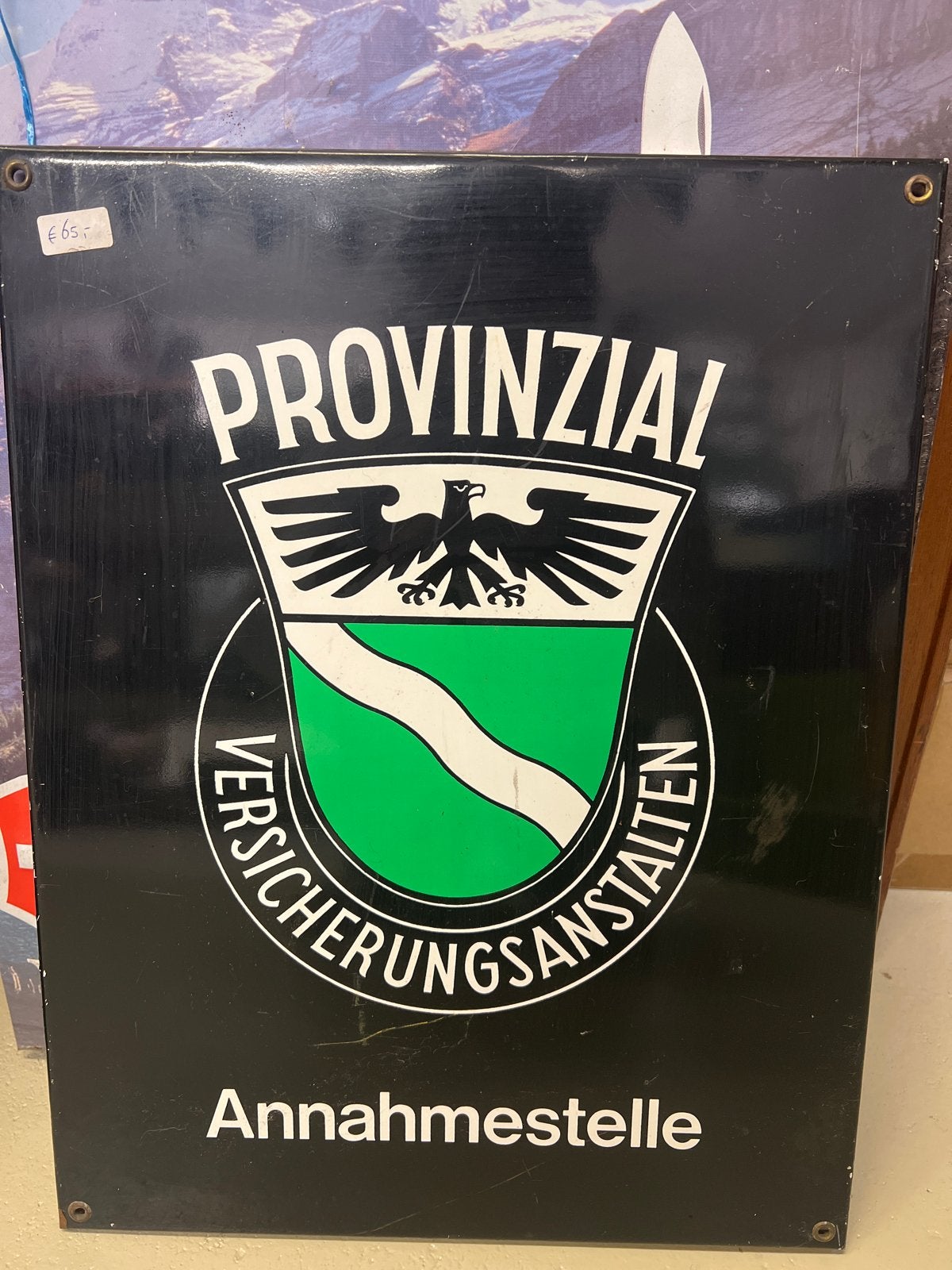 Vintage Provinciaal Verzekeringen Emaille Reclamebord, Ophalen of Verzenden