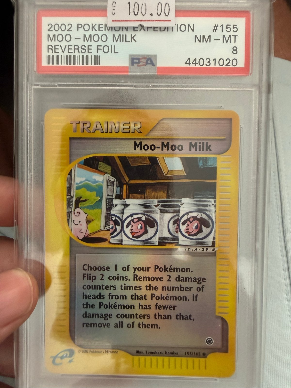 Pokémon Moo-Moo Milk Reverse Foil PSA 8 (2002 Expedition), Hobby en Vrije tijd, Ophalen of Verzenden, Zo goed als nieuw, Losse kaart