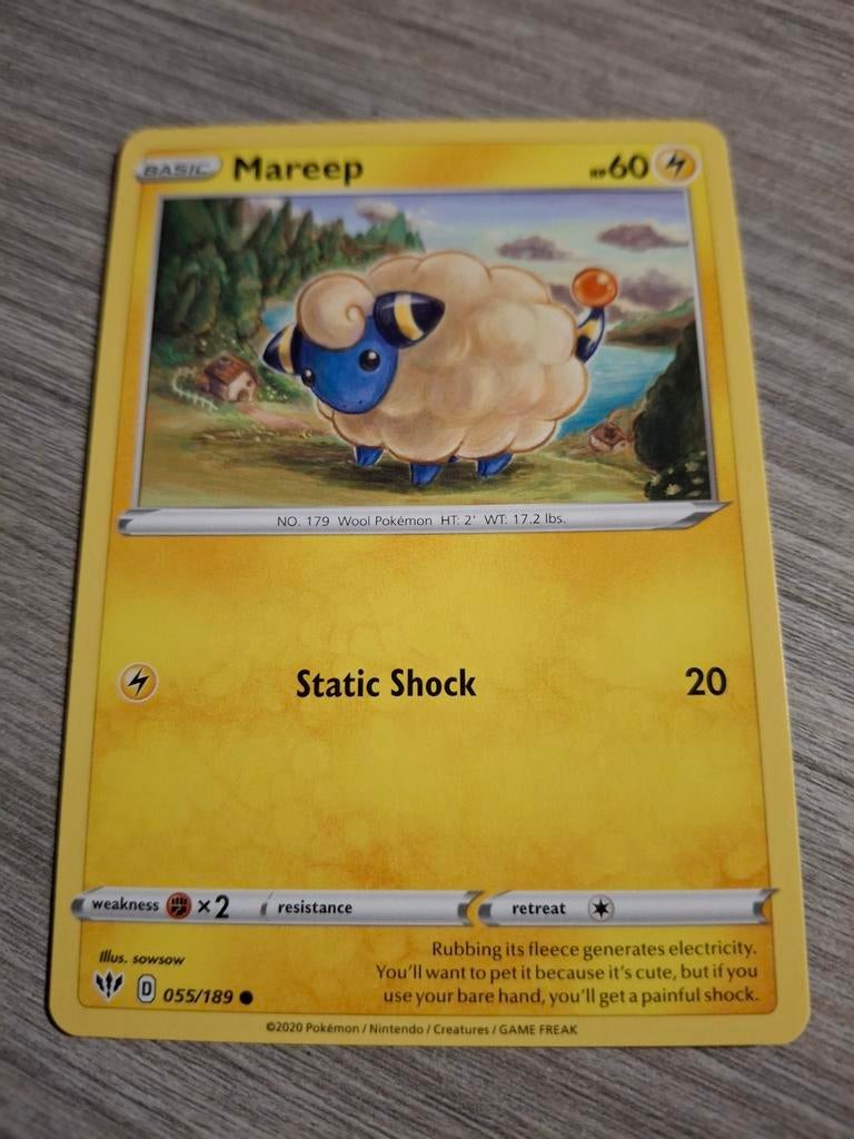 Pokémon Kaart Mareep 055/189, Ophalen of Verzenden, Zo goed als nieuw, Losse kaart