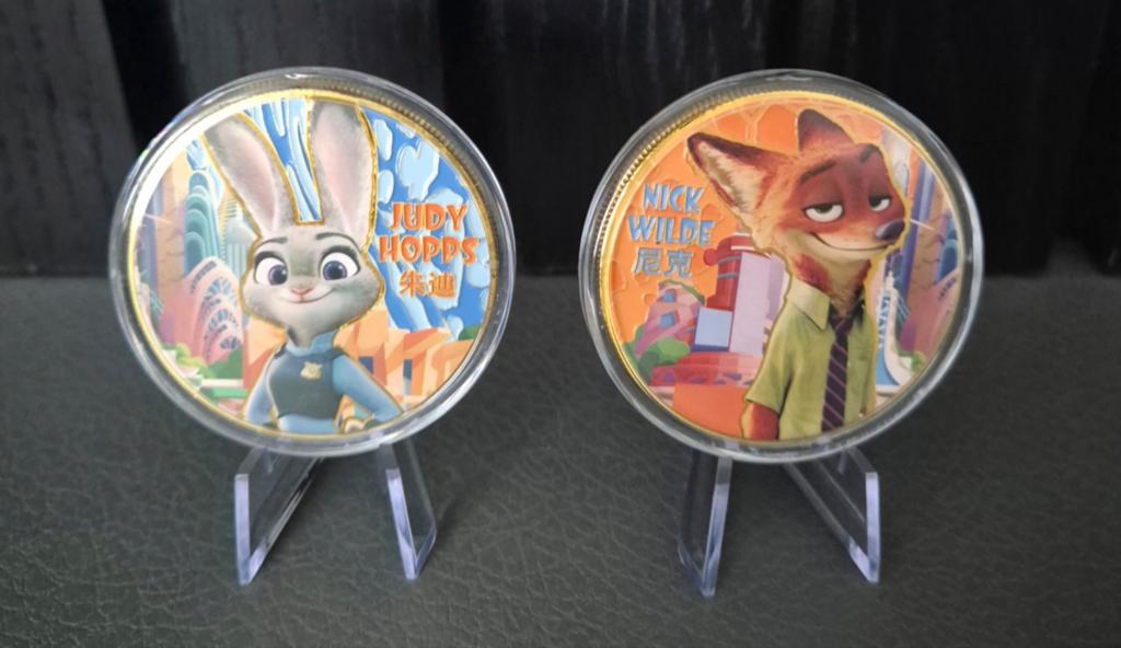 Zootropolis Disney munten Judy Hopps & Nick Wilde, Verzamelen, Disney, Ophalen of Verzenden, Overige figuren, Zo goed als nieuw