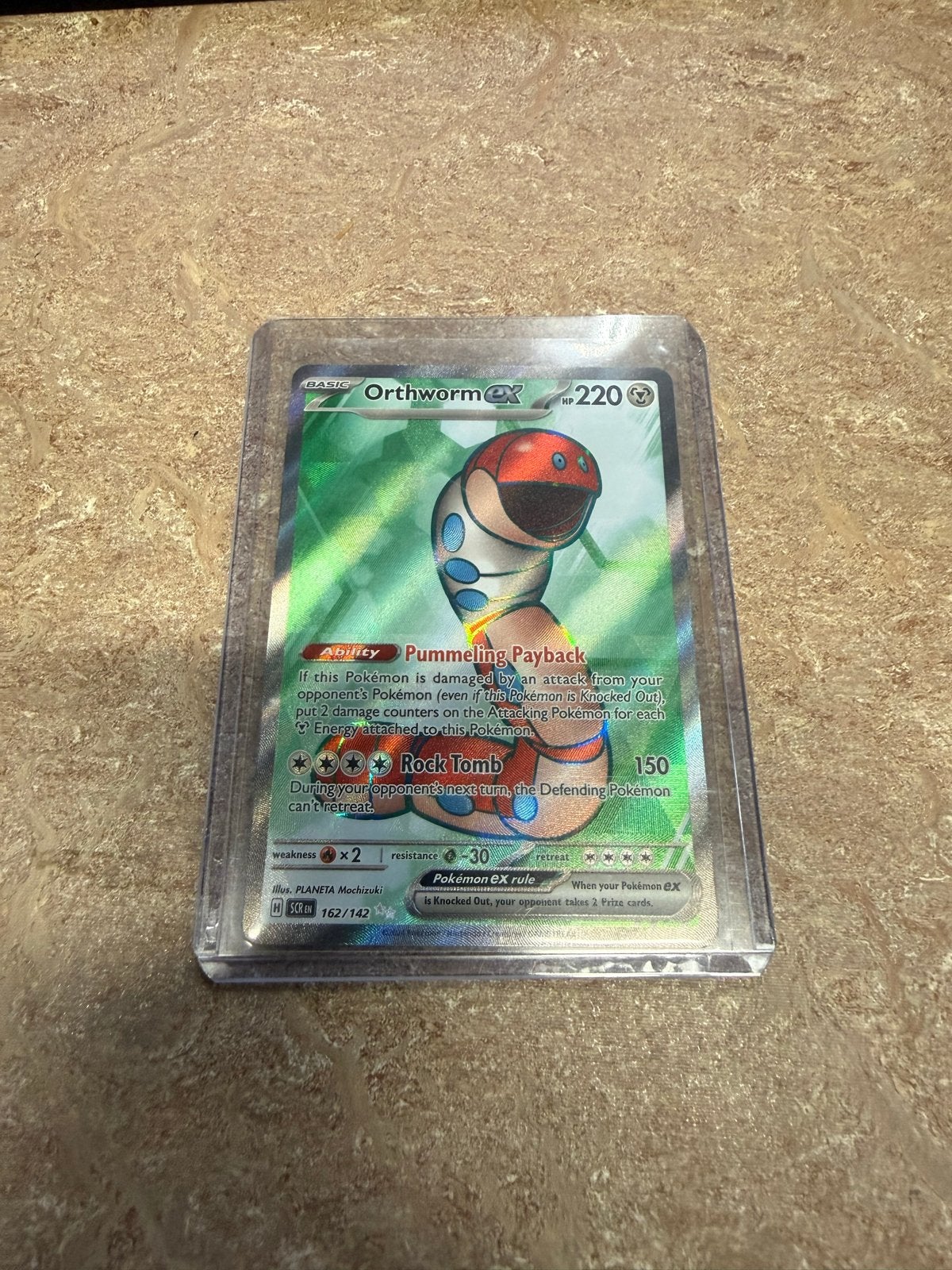 Orthworm EX 162/142 Stellar Crown Pokémon Kaart, Ophalen of Verzenden, Zo goed als nieuw, Losse kaart, Foil