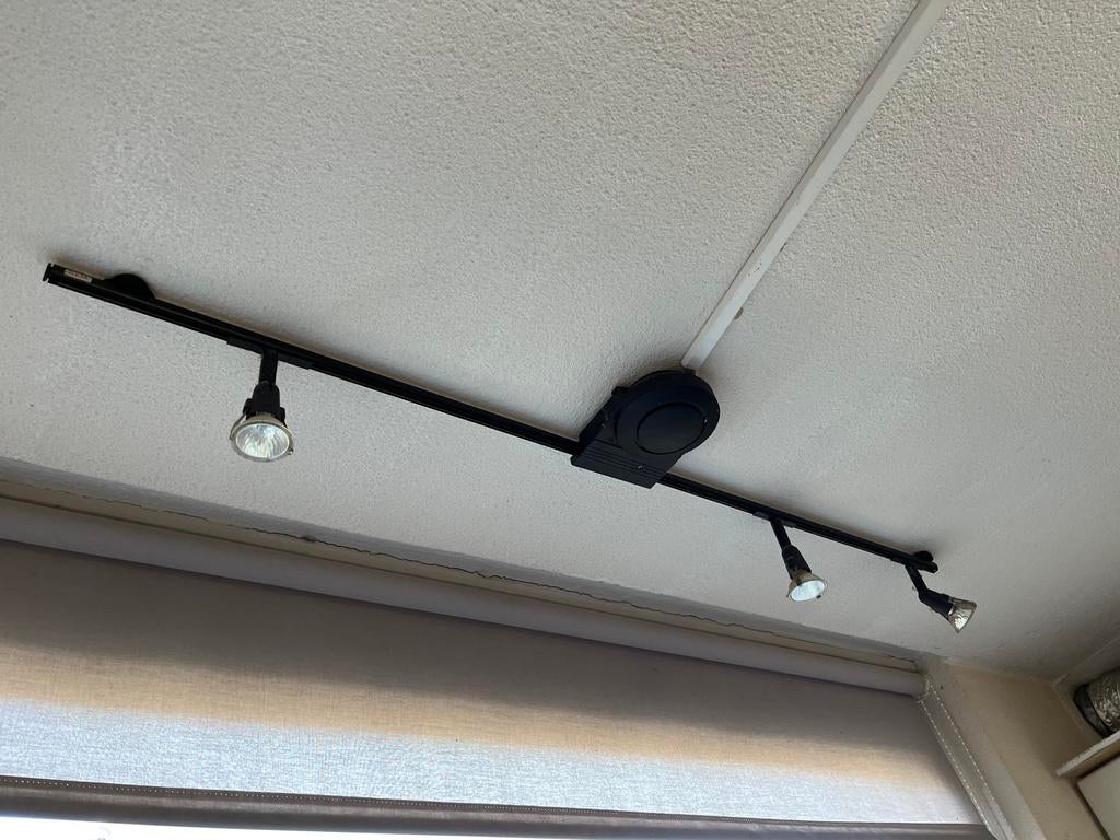 Halogeen spot rails met voeding, Ophalen, Halogeen, Gebruikt, Metaal of Aluminium
