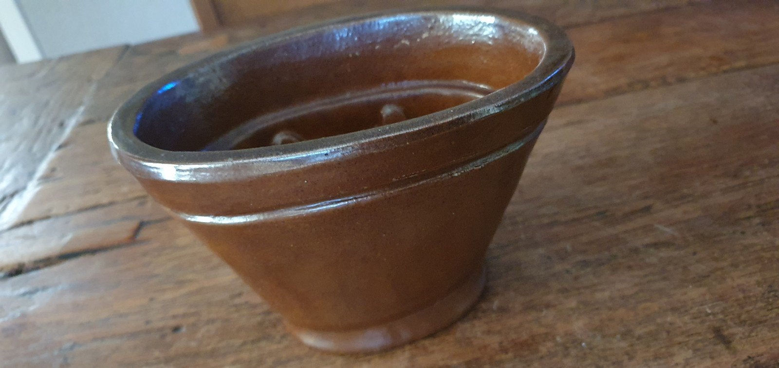 Oud antiek bruin geglazuurde puddingvorm 17 cm, Ophalen of Verzenden