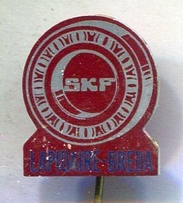 SKF kogellagers blik speldje ( F_147 ), Verzamelen, Verzenden, Zo goed als nieuw, Transport, Speldje of Pin
