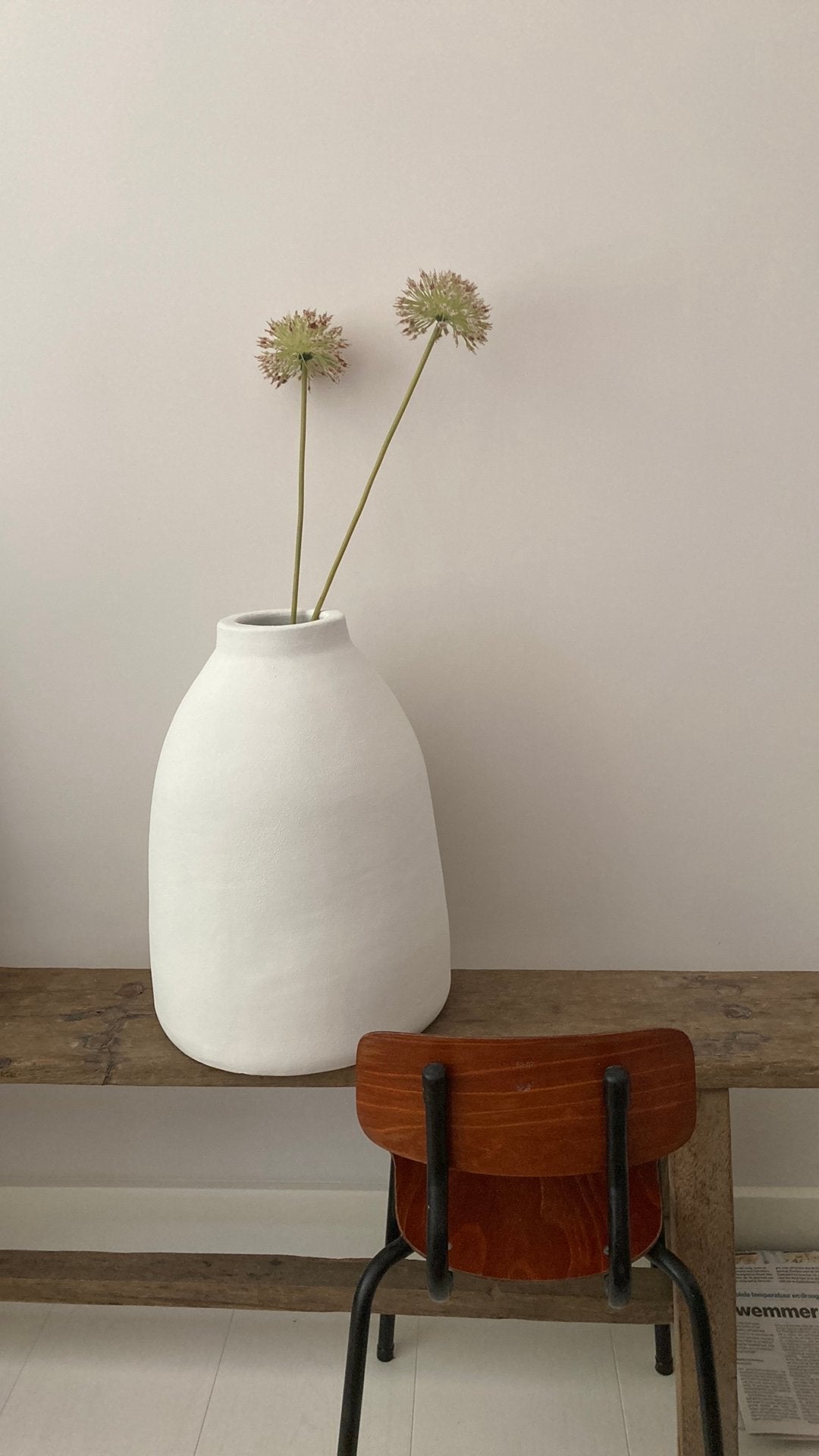 2 XXL Aardewerk Bali potten / vazen, Huis en Inrichting, Woonaccessoires | Vazen, Ophalen, Gebruikt, Wit, Aardewerk of Porselein