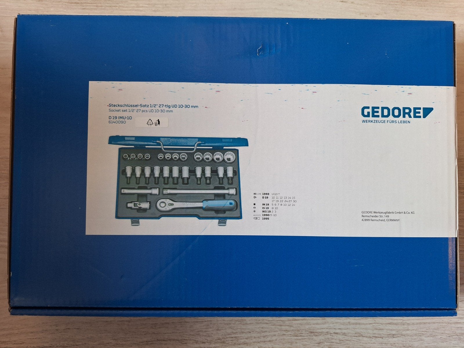 Gedore D19 IMU-10 Doppendoos 1/2" 27-delig 10-30 mm, Ophalen of Verzenden, Nieuw