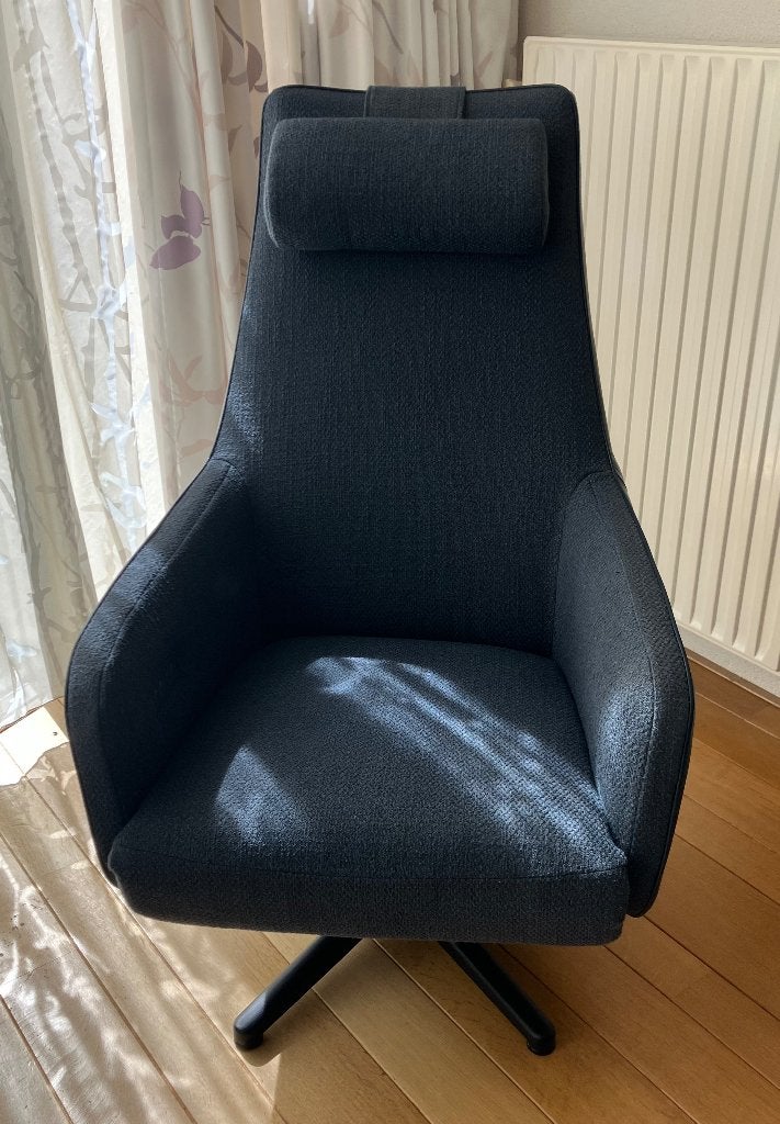 Prominent elektrische relax-fauteuil indigo/donkerblauw, Huis en Inrichting, Fauteuils, Ophalen, Leer, 75 tot 100 cm, Zo goed als nieuw