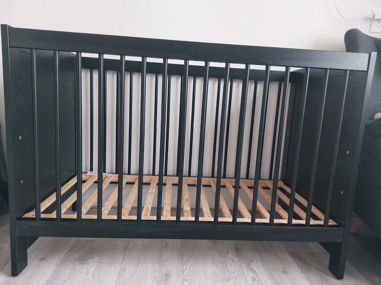 zwart ledikant, Ophalen, Zo goed als nieuw, Minder dan 140 cm, Matras