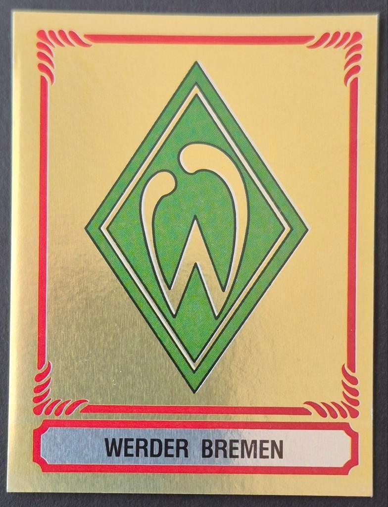 Zeldzame Panini foil sticker embleem Werder Bremen, 1984, Hobby en Vrije tijd, Stickers en Plaatjes, Zo goed als nieuw, Sticker